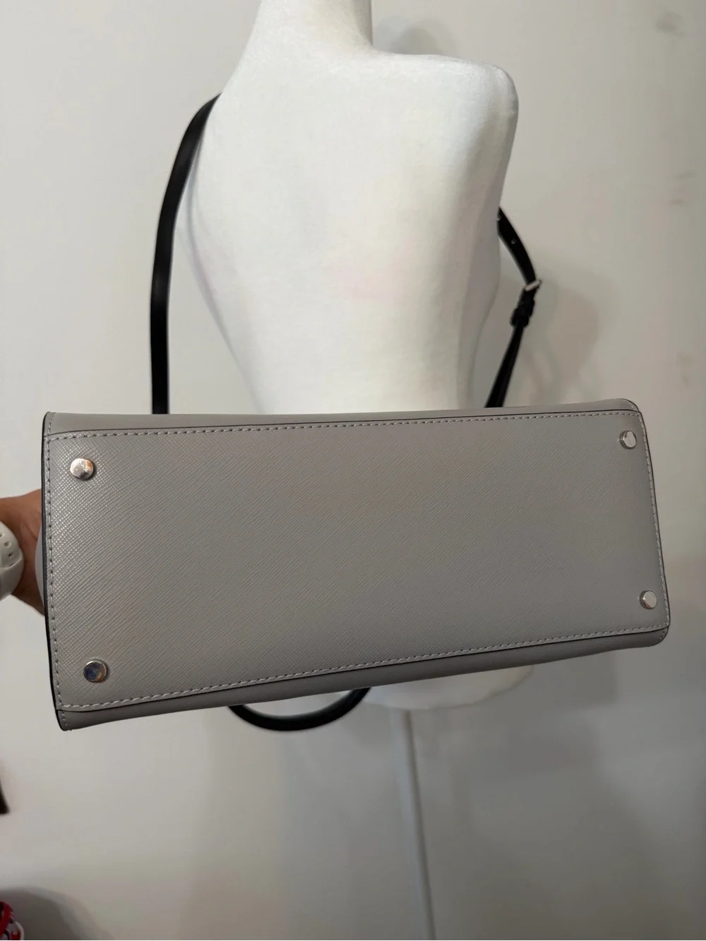kate spade Two-Tone White, Gray & Black Leather Satchel